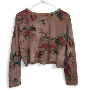 Floral Print Long Sleeve Crop Top